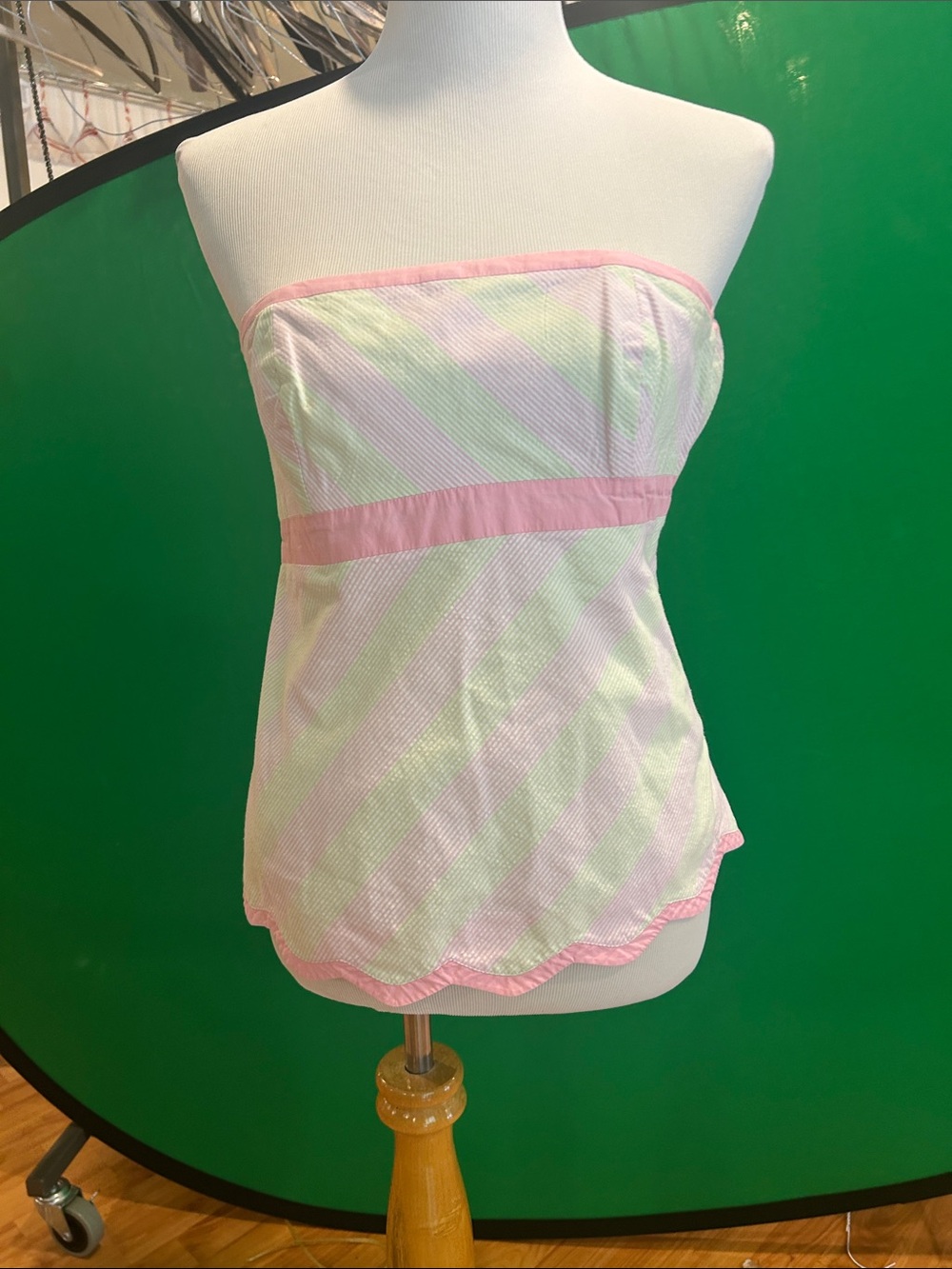Lilly Pulitzer Pink and Mint Strapless Top